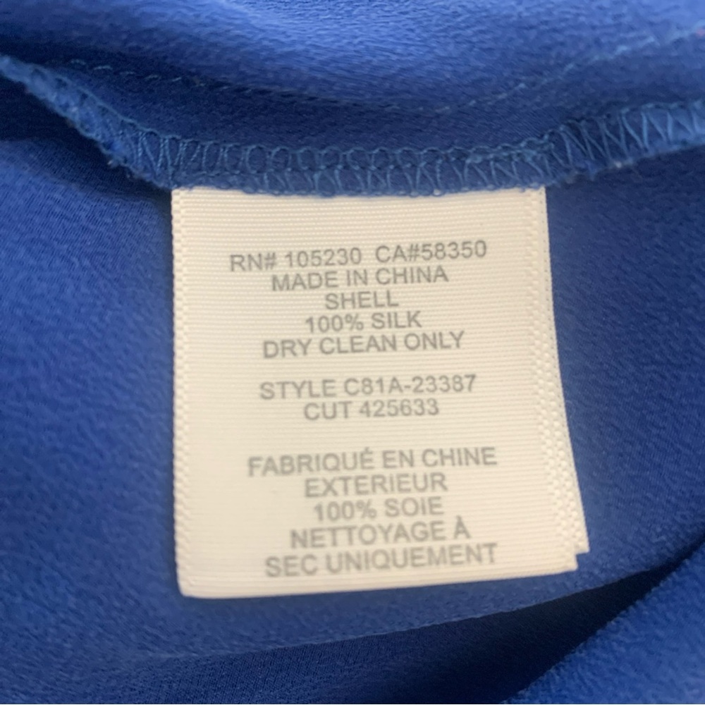 JOIE Top Size M Cobalt Blue 100% Silk Short Sleeve Blouse Shirt - Picture 6 of 8